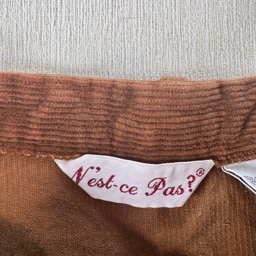 Vintage N'est Ce Pas Brown Corduroy High Waist Western Yoke Pants 9/10 Rare 70s - Picture 2 of 10
